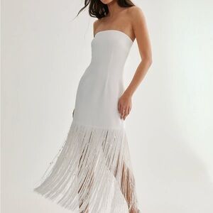 Nasty Gal White Fringe Maxi Dress